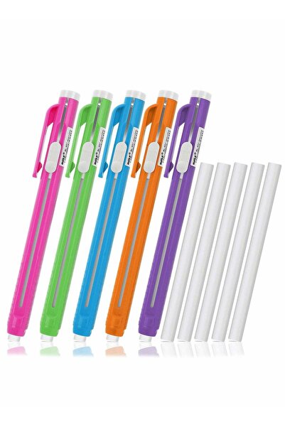 Generic Pen-Style Erasers, 5 Retractable Click Eraser Pen Shell + 5 Eraser,Me...