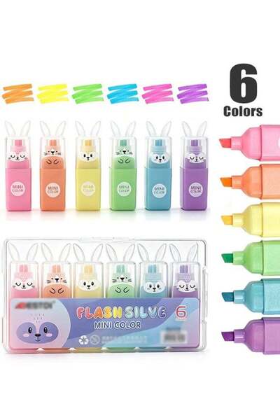 Generic 6 Pieces Mini Highlighters, Cute Set of Highlighters for Rabbit, 6 Di...