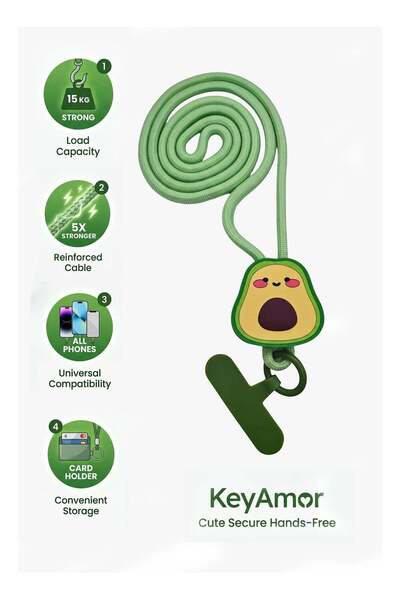 Generic Avocado Phone Strap Lanyard with Detachable ID Card and Badge Holder ...