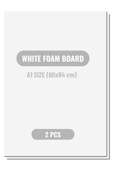 Generic ARS® A1 White Foam Board - 2 Pcs (60x84 cm, 5mm Thick) for Arts and C...