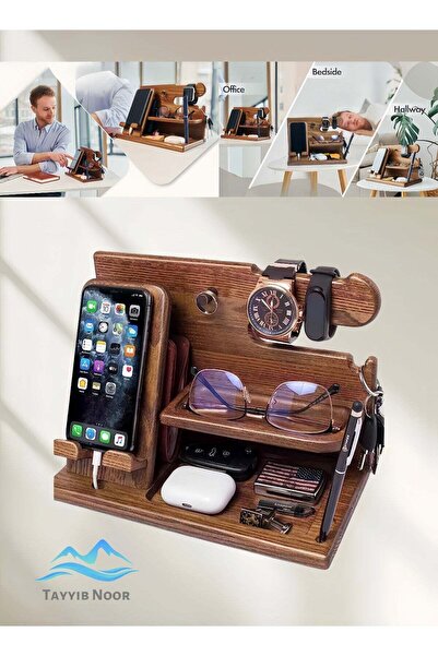 Generic Eco-Friendly Wooden Desk Organizer Wood Phone Docking Station- Office...