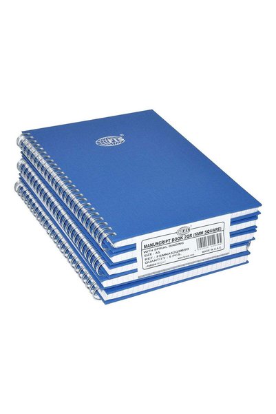 Generic FIS Manuscript Books 5 mm Square Lines With Spiral, (Pack of 5 Pcs x ...