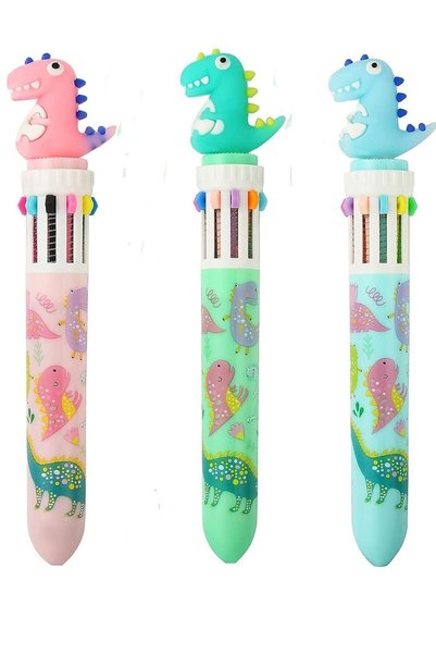 Generic Multicolor Ballpoint Pen 0.5mm, 10-in-1 Colored Retractable Dinosaur ...