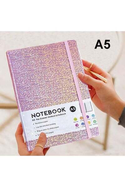 Generic A5 Pink Glitter Notebook for Writing, Hardcover A5 Notebook Leather D...