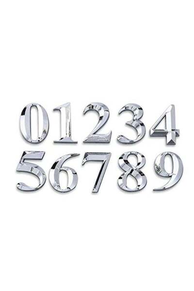 Generic 5cm Silver Metallic-look Plastic Door Numbers 0-9 Self-adhesive Stick...
