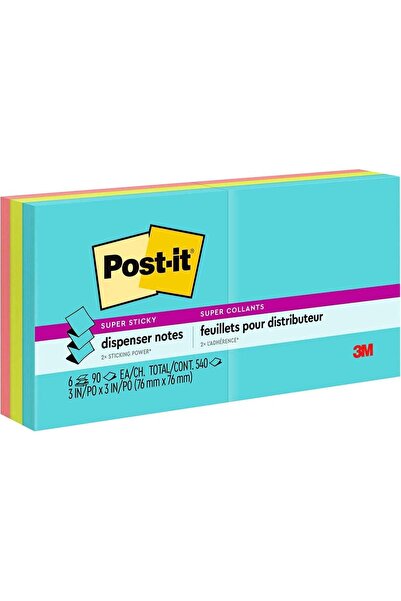 Generic Post-it Pop-up Super Sticky Notes, 3 x 3 in (76 x 76 mm), Miami Assor...