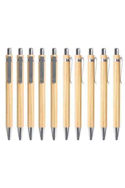 Generic 10 Pieces Bamboo Ballpoint Pens, Bamboo Black Ink 1mm Pen Wood Sustai...