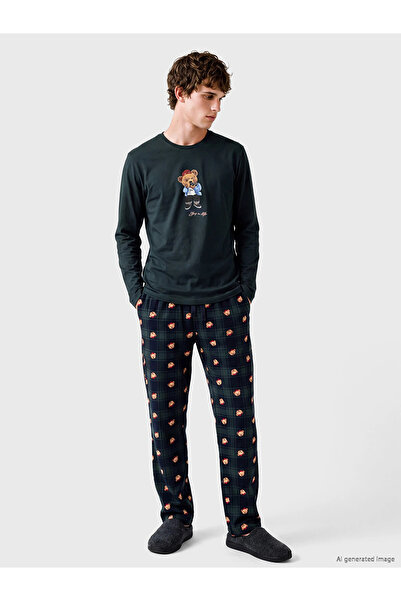 LC Waikiki Green Printed Men's Pajama Set