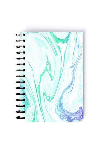 Generic Spiral A5 Notebook Marble Pattern Elegant Design Neon blue Green Aest...