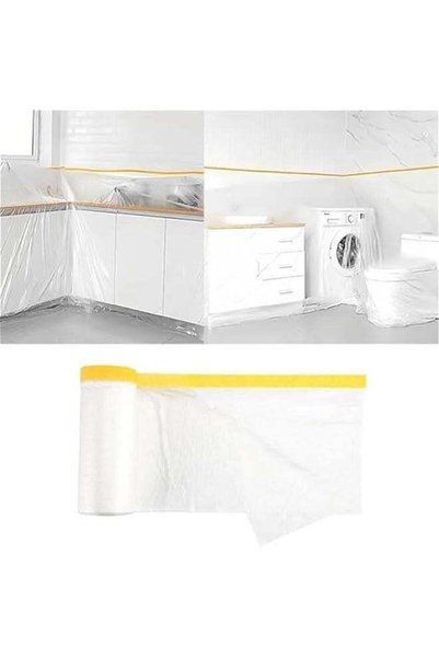 Generic 3M x 20M Tape and Drape, Plastic Drop Cloth Plastic Sheeting with Mas...