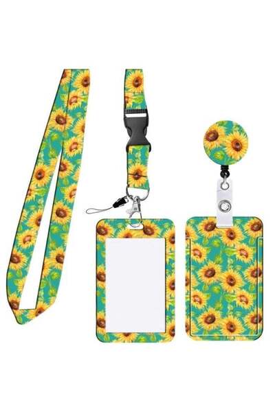 Generic Sunflower Lanyard with Card Holder – Adjustable Waterproof Hidden Dis...