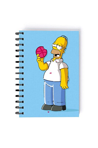 Generic Simpsons Donut Printed Spiral A5 Notebook Blue/Yellow/White