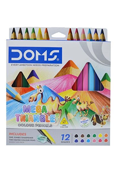 Generic DOMS Mega Traingle Colour Pencils 12 Shades