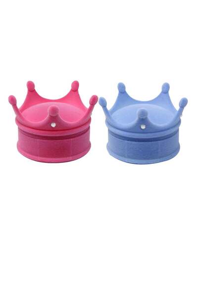 Generic Crown Shaped Velvet Ring Box, 2-Piece Jewellery Storage Case, Blue an...