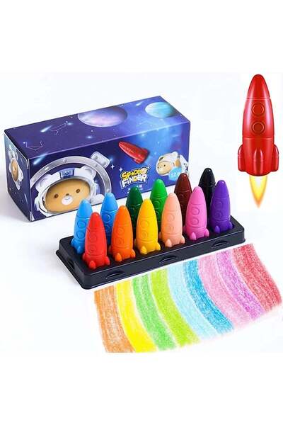 Generic 12 Colors Space Rocket Crayon, Non Toxic Crayons for Kids, Easy to Gr...