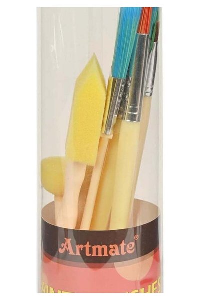 Generic ARTMATE Artist Paint Brushes Set - 8 Types with 2 Foam Brushes, Assor...