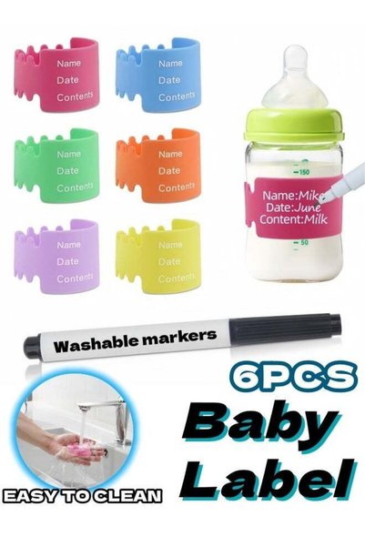 Generic 6PCS Silicone Baby Bottle Label Writable Reusable Bottles Label,Bottl...