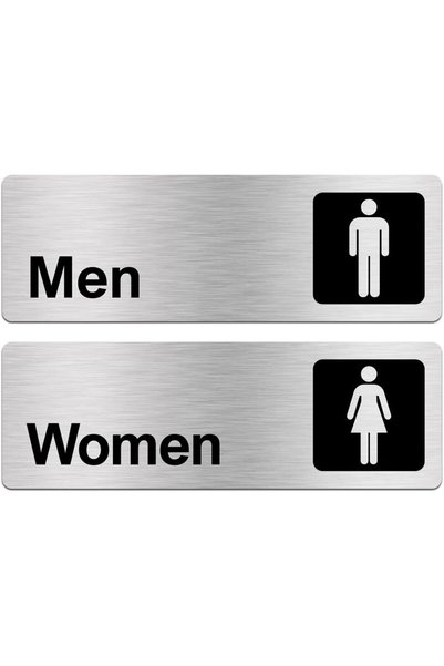 Generic ARS® Men and Women Restroom Signs, 9 x 3 Inches Brushed Aluminum, Wat...