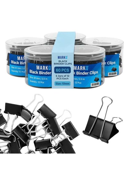 Generic Black Metal Binder Clips Bulk Pack of 60 Pieces | X-Large 51mm Foldba...