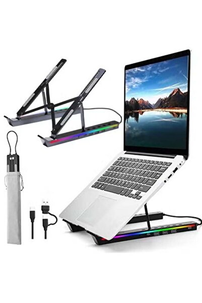 Generic Laptop Stand for Desk, Aluminum Computer Stand with USB-A、USB-C and R...
