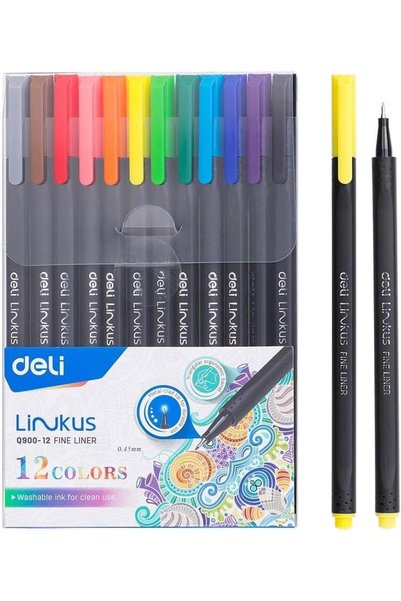 Generic Deli Fine Liner Markers Set - 12 Colors, EQ900-12