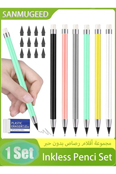 Generic Inkless Pencil with 12 Replaceable Nibs and one Eraser Reusable Inkle...