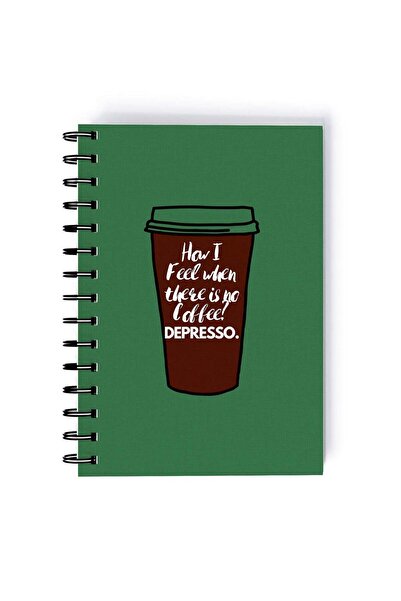 Generic Spiral A5 Notebook Espresso Coffee Lover Green Cappucino Aesthetics