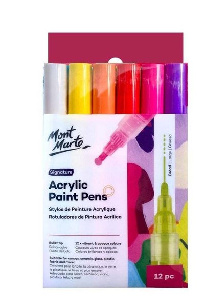 Generic Mont Marte Signature Acrylic Paint Pens, 12 Piece, Waterproof, Suitab...