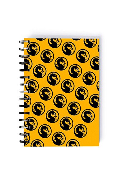 Generic Mortal Kombat Logo Printed Spiral A5 Notebook Black/Yellow