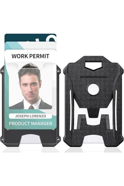 Generic Durable Vertical ID Card Holder 2 Pack Black Hard Plastic Case with C...