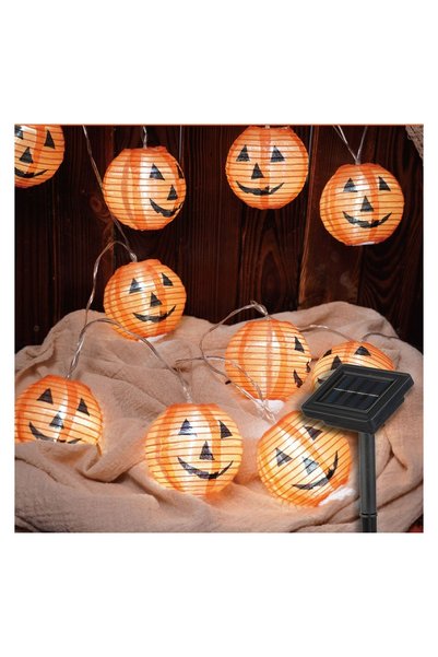 OEM Ghirlandă Solara Halloween cu Dovleci Portocalii & LED Alb Rece 1.80m - 1...