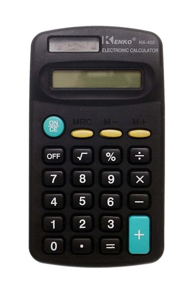Generic Standard Desktop Calculator KK-402 runs on single AA Battery