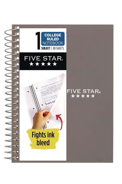 Generic Mead Five Star Wirebound Notebook, 1-Subject, Medium/College Rule, 80...