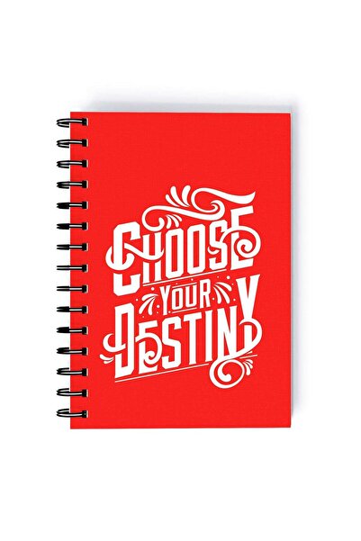 Generic Choose Your Destiny Quote Rectangle Spiral A5 Notebook Red/White