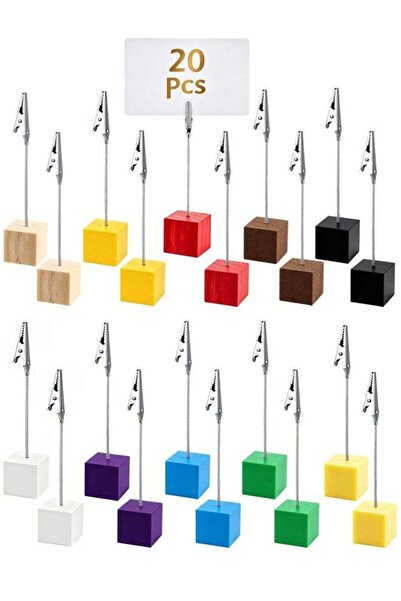 Generic 20 Pcs Cube Base Table Number Holder Stands Wood Place Card Holder wi...