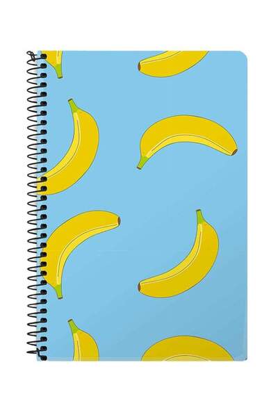 Generic Rolling Bananas A5 Spiral Notebook Blue/Yellow