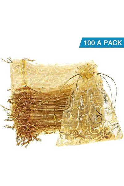 Generic 100Pcs Golden Gift Packing Bags Festival Wedding Party Organza Bags 1...