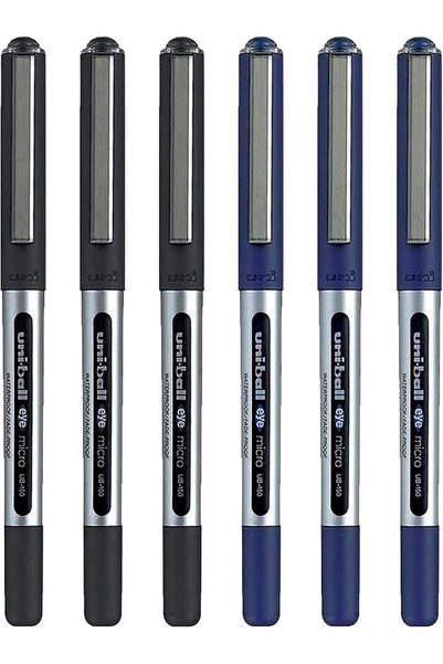 Generic Uni-ball Eye Micro Ub-150 Gel Ink Pen - 0.5 mm - Pack of 6 (3 Black, ...