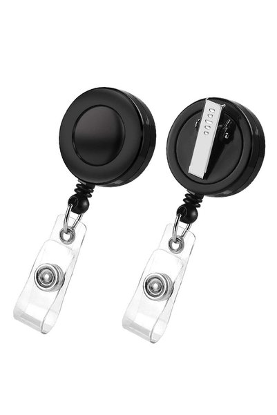 Generic 2 Pcs Black Retractable Badge Reels with Swivel Clips for Teachers, S...