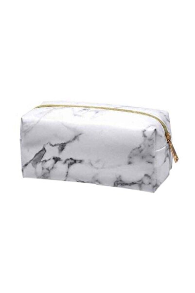 Generic Leather Marble Pattern Pencil Case White