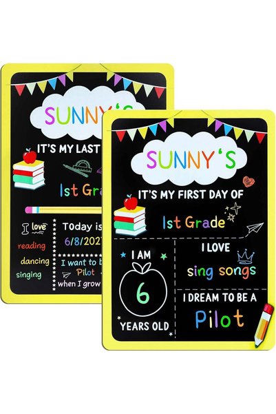 Generic ARS My First & Last Day of School Sign, 14" x 10" Reusable Wooden Cha...