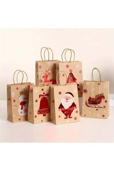 Generic 6 Pcs Christmas Gift Bags with Handle Xmas Favor Bags Christmas Goodi...