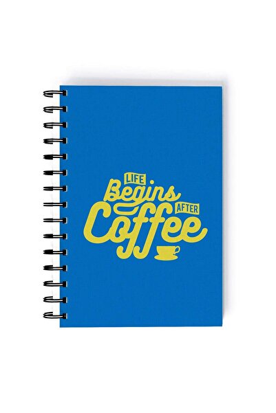 Generic Spiral A5 Notebook Typography Coffee Lover Life Begins after Coffee Q...