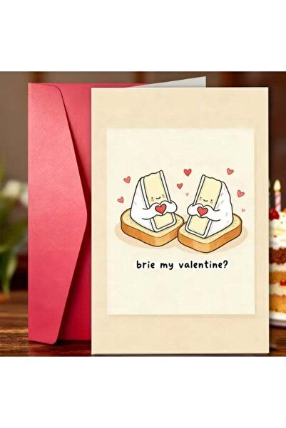 Generic Cute Valentine's Card 1pc Funny Brie Cheese (Brie)