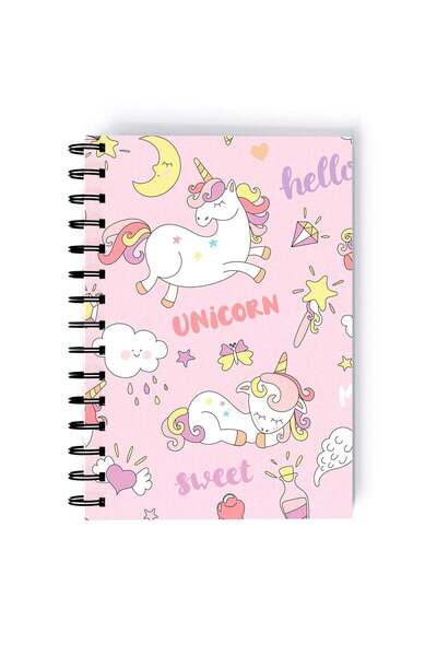 Generic Spiral A5 Notebook Unicorn Cute Pattern Pink Aesthetics