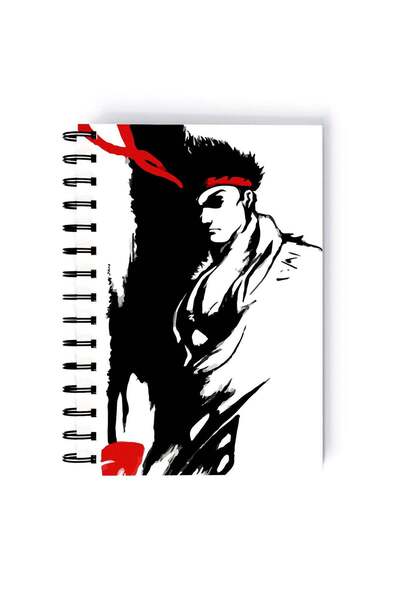 Generic Ryu Legend Street Fighter Printed Spiral A4 Notebook White/Black/Red
