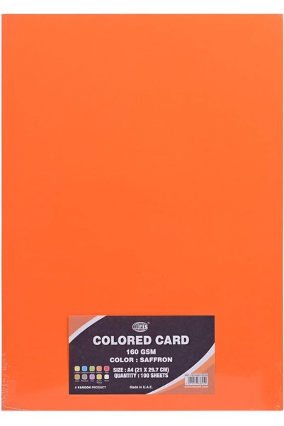 Generic FIS Saffron Colored Card Pack - 100 A4 Sheets, 160 GSM