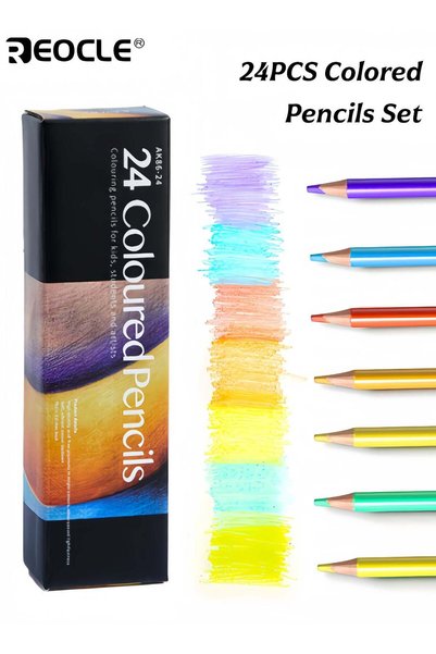 Generic 24 Assorted Colors Premium Art Coloring Wooden Pencils Set with Pen R...