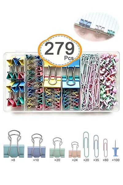 Generic 279 Pcs Colored Office Clips Set with Binder Clips and Paper Clips Pu...