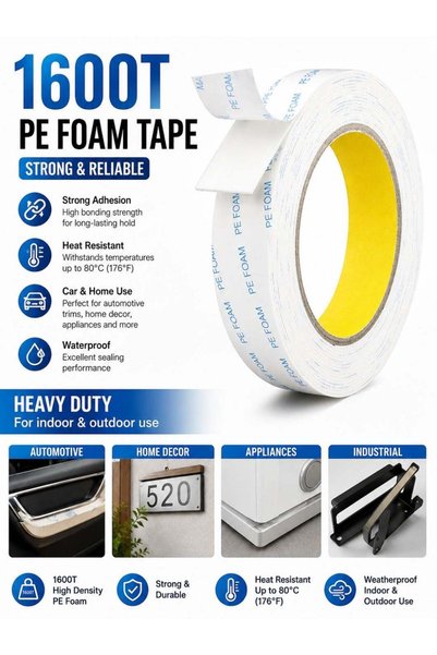 Generic 1600T Double Sided Adhesive Tape for Indoor and Outdoor Use, Waterpro...